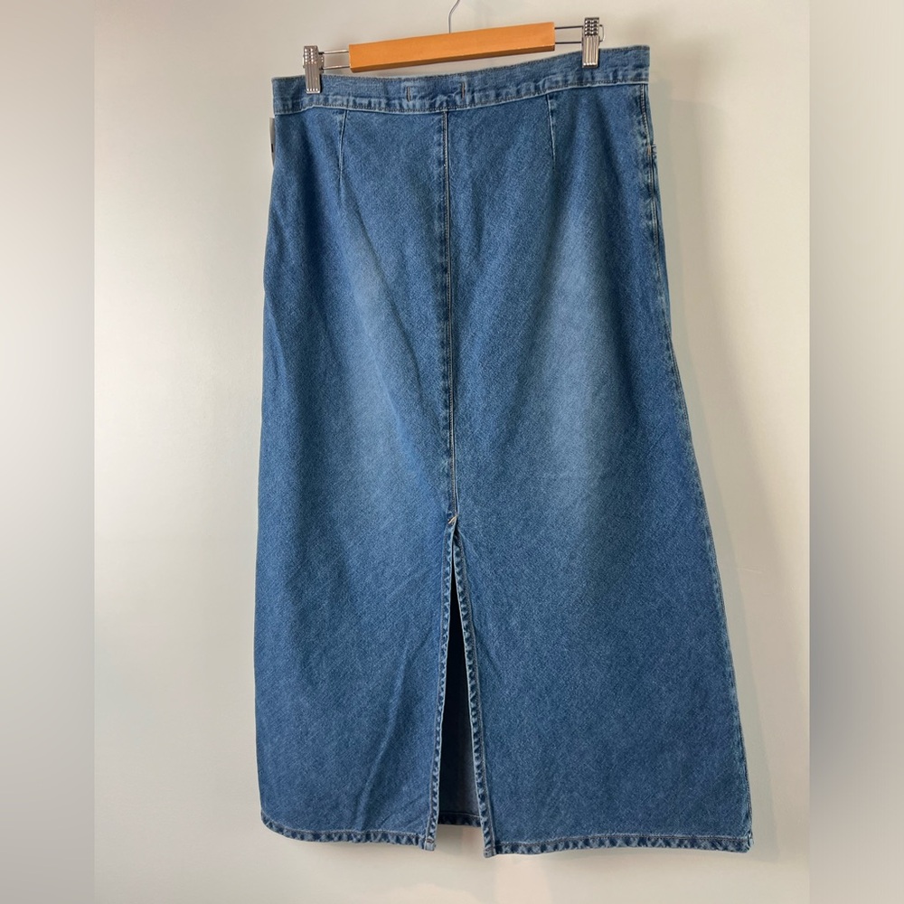 Hydraulic Maxi Denim Jean Skirt NWT SZ 13/14 Slit back Long Maxi Length - Picture 2 of 14